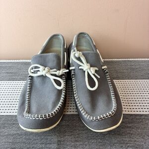 Men's Cole Haan Boothbay Driving Loafers Gray Canvas Mocassin Boat Shoes Sz 10M